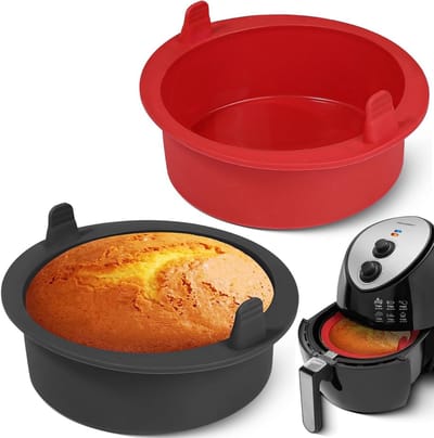Mini Cakevormen Rond Silicone voor Airfryer - 2 Stuks 18cm - Ideaal voor Kleine Taarten en Bakken