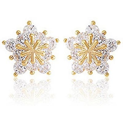 Huitan Chique Sneeuwvlok Oorbellen met Schitterende CZ Steen Dames Oor Accessoires Veelzijdige Oorbellen Mode Bruiloft Sieraden beige