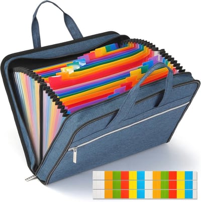 Accordeon-bestandsorganizer met handvat | 26 vakken | Draagbare documentenopberger voor A4 en briefformaat