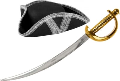 Boland Carnaval verkleed set Piraat - Piratenhoed met zwaard - kunststof - heren/dames