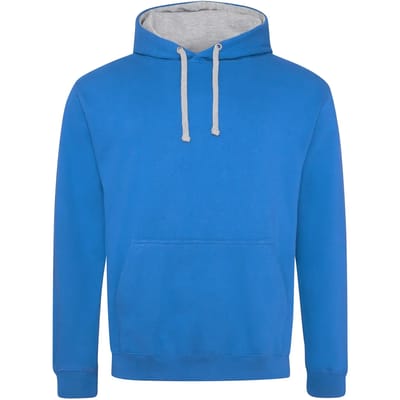 Just Hoods Varsity Hoodie JH003 - SAPPHIRE BLUE/HEATHER GREY - S
