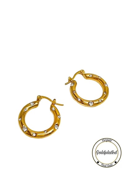 Soraro Hoepel Zirkonia Oorbel | Goldplated | Goudkleurig | Elegant | Soraro Dames Oorbel | Cadeau Voor Haar | Cadeau Voor Vriendin
