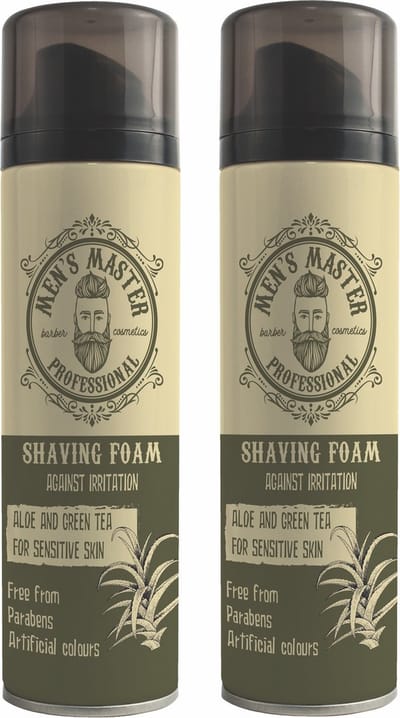Men's Master Shaving Foam Scheerschuim Voordeelverpakking – Extra Dikke Schuim – met Groene Thee & Aloë Vera – Anti Scheerirritatie voor Gevoelige Huid – 2 x 200ml