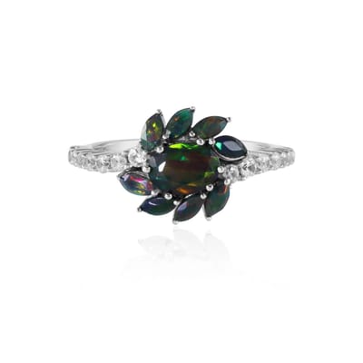 Cavill - Zilveren ring met ovale en marquise opalen 1,38 ct totaal - 925 zilver, platina coating - elegante damesring met Cambodjaanse zirkonen