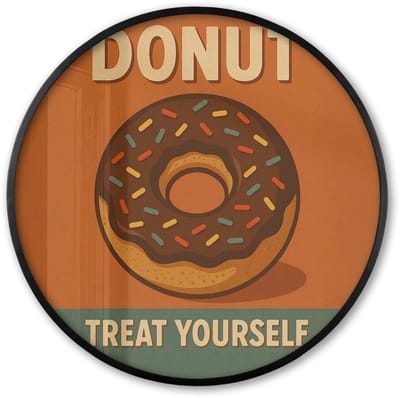 Poster in lijst Rond - Fotolijst 60x60 cm - Posters - Donut - Spikkels - Kleurrijk - Quote - Ronde posterlijst zwart - Decoratie - Wanddecoratie woonkamer - Muurdecoratie slaapkamer