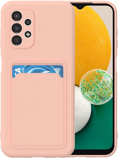 Silicone hoesje met pasjeshouder Geschikt voor Samsung A73 5G - Telefoonhoesje - TPU - Lichtroze