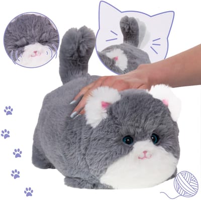 Huggy Luv Interactieve grijze kat KITTY, knuffel, kinderspeelgoed met geluid 2+