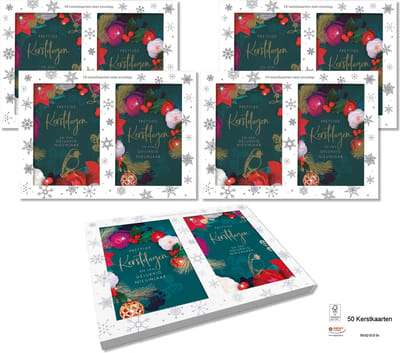 MGPcards - 50 luxe dubbele Kerst- & Nieuwjaarskaarten - Foliedruk - 2 motieven - 11.5 x 17 cm