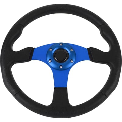 14in Universeel Race Stuurwiel PU Leer Aluminium Frame Universele Pasvorm voor 6 Gaten Naaf blauw