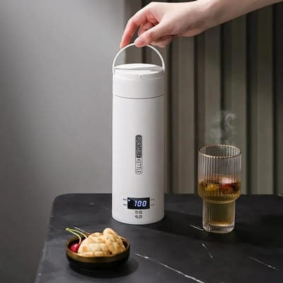 ACEP Draagbare Elecktrische waterkoker - Waterkokers - Heetwaterdispenser - Thermosbeker - 300W - Thermoskan - Thermosflessen - Waterkoker 1 L - Wit