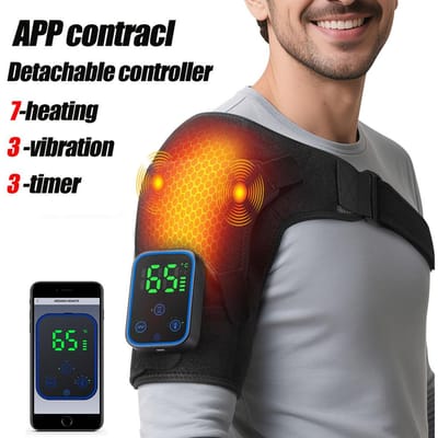 Orthèse d'épaule chauffante électrique avec affichage LED, massage par vibrations pour le soin des articulations et la relaxation musculaire, ceinture de soutien.