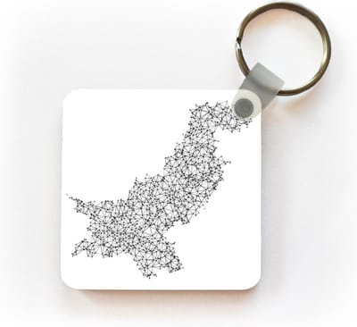 Sleutelhanger - Uitdeelcadeautjes - Illustratie van de kaart van Pakistan met een lijnnetwerk - Plastic