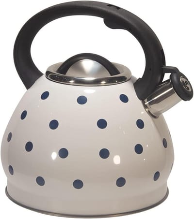Fluitende Theeketel - Waterketel Fornuis - Thee Zetten - Charmant Polka Dots - 3L Capaciteit - Wit