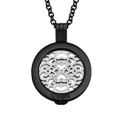 Quiges - RVS 25mm Munthouder Zwart met Ketting en Munt - EPRHZ2455