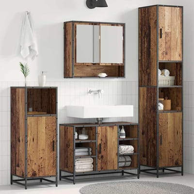 vidaXL - Badkamermeubel - Set - 3 - st - Oud - Hout - Bewerkt - hout