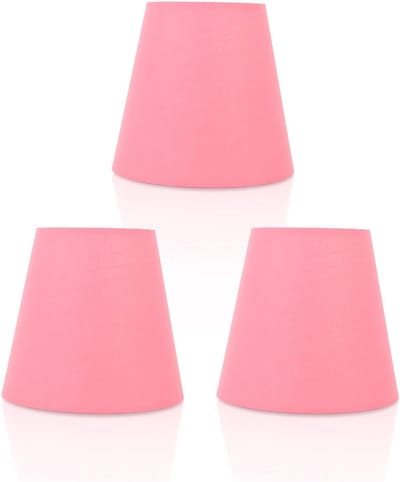Set van 3 Stoffen Lampenkappen Klein Trommelmodel Roze E14 Montage