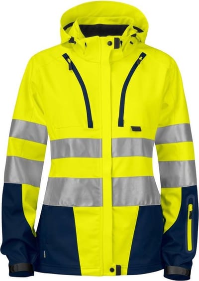 ProJob 6423 ONGEVOERDE SIGNALISATIE SOFTSHELL EN ISO 20471 KLASSE 3 DAMES 646423 - Geel/Marine - XS
