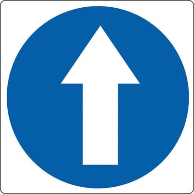 Vloerpictogram “verplichte looprichting” Wit & Blauw Anti-slip-vloersticker