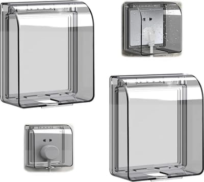 Set van 5 waterdichte stopcontactafdekkingen, type 86, transparant, weerbestendig, wandbescherming, stopcontactafdekkingen, Geschikt voor badkamers en keukens, afmetingen: 92x88x73 mm