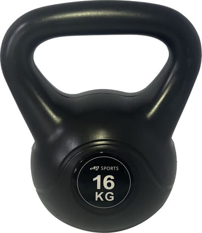AJ-Sports Kettlebell - PVC 16 kg - Kettlebell - Gewichten - Krachttraining - Zwart - Fitness - Geschikt voor Crossfit & Fitness