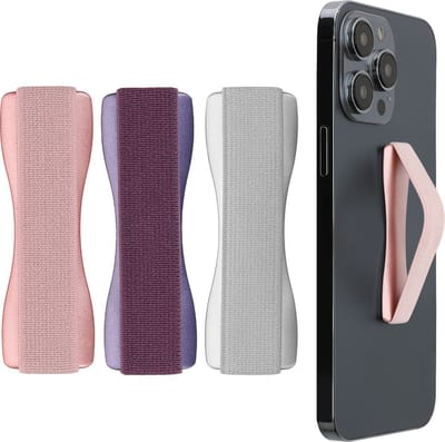kwmobile vingerhouder voor smartphone - Vingergreep voor telefoon - Zelfklevende finger holder - Set van 3 - In braam / roségoud / zilver