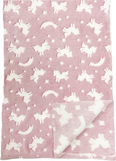UNICORN - plaid 100x150 cm - glow in the dark - eenhoorn - Potpourri - roze