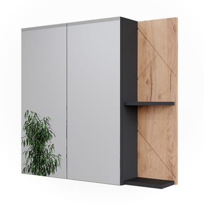Vicco Irma Badkamerspiegelkast – 80 x 75 cm Antraciet/gouden eik