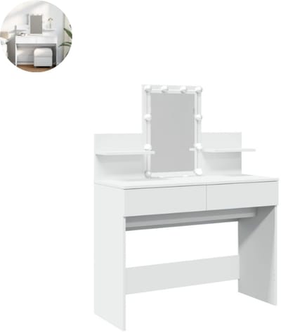 Kaptafel - met spiegel en verlichting - Make up tafel - Make up - Toilettafel - Met lades - Wit