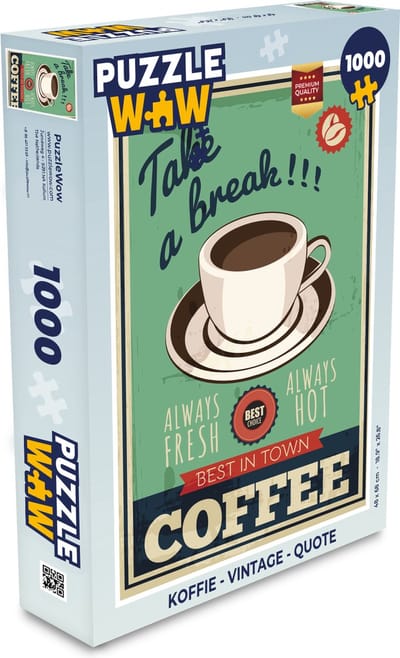 Puzzel Koffie - Vintage - Quote - Legpuzzel - Puzzel 1000 stukjes volwassenen