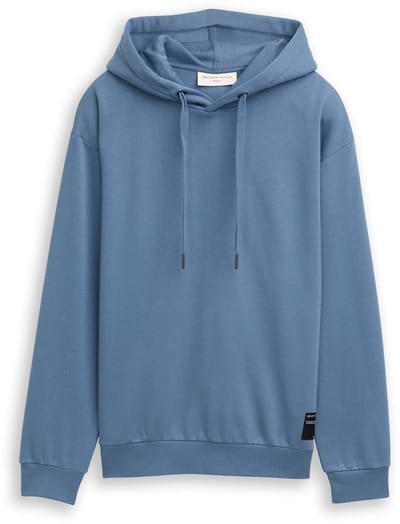 Tom Tailor Denim - Hoodie sweatshirt met logo-badge - Maat S - dusty denim blue