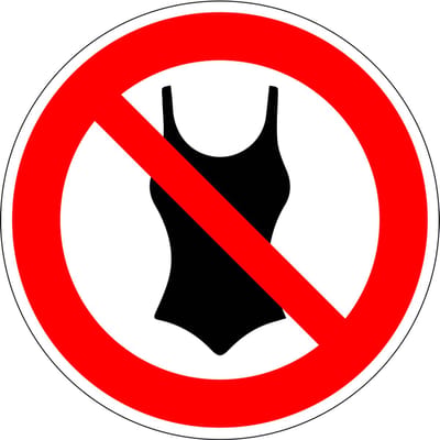 Badkleding verboden bord - kunststof 100 mm