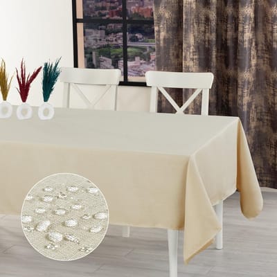 Beige Linnen Tafelkleed 140x200cm, Wasbaar en Waterdicht, Perfect voor Keuken, Eetkamer en Tuin Decoratie
