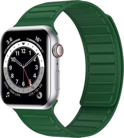 Siliconen bandje - geschikt voor Apple Watch 1/2/3/4/5/6/7/8/9/10/11/ SE (1,2,3) met maat 38 mm / 40 mm / 41 mm en 42 mm (Watch 10/11) - legergroen