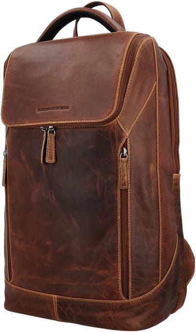 Hide & Stitches Japura Rugzak 15,6 inch (34.5x19.4 cm) - 100% Leer - Cognac