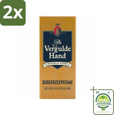 Vergulde Hand Scheerzeepstaaf 75 gr - Voordeelverpakking - 2 stuks - Scheerzeepstaaf - Scheerbeleving