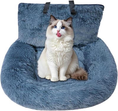 Honden Autostoel - Reisbed Puppy - Veilig Reizen - Pluche & Wasbaar - 60 x 60 cm - Donkergrijs