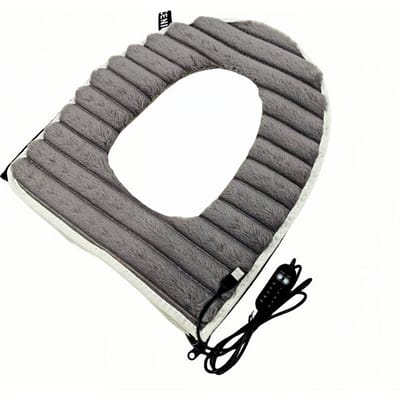 Premium Verstelbare Hoge Kwaliteit Toilet USB Verwarmde Stoelhoes Hoge Kwaliteit Zacht Wasbare Pluche Ring Winter Verwarming 5V 2A Temperatuur donkergrijze kleur