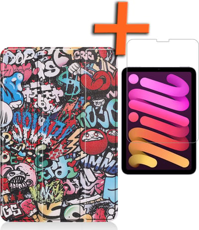 Hoesje - Geschikt voor Apple iPad Mini 6 (2021) - 8.3 inch - 6e Generatie - Met Screenprotector - Trifold Bookcase - Hard Cover - Hardcover Book Case - Tablet Hoes - Graffity