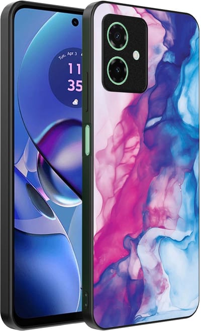 Smartphonica Telefoonhoesje Geschikt voor Motorola Moto G64 met Roze Blauw Marmer Opdruk - TPU Backcover Case Rose Blue Marble Design geschikt voor Motorola Moto G64