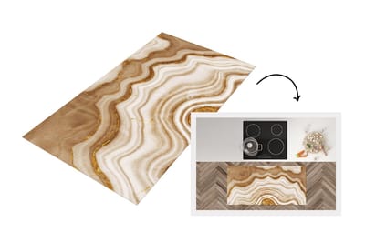 Keukenloper - Loper keuken - Marmer - Goud - Lijn - 120x60 cm - Keukenloper vinyl