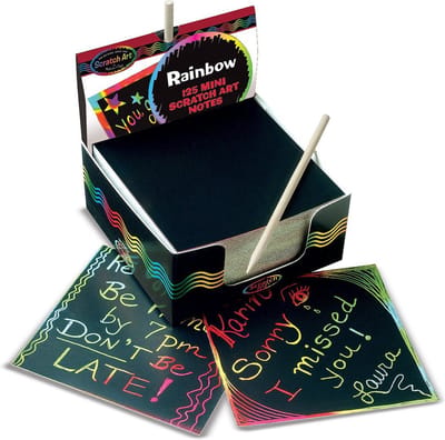 Melissa & Doug Mini Scratch Art Regenboognotitieblaadjes (125 stuks) met houten kraspen