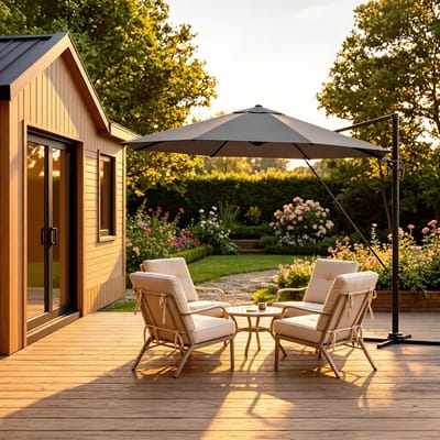 HAUSS SPOLE Zonnescherm - 3 M - 360 Graden Draaibaar - Aluminium En Polyester - Donkergrijs - Voor Tuin En Terras