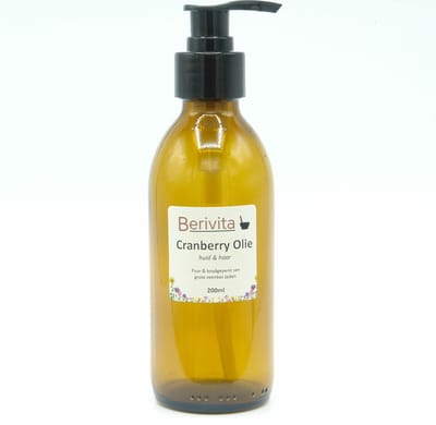 Cranberry Olie 200ml Pompfles Glas - Puur en Koudgeperst - Veenbessen Olie - Huid en Haar