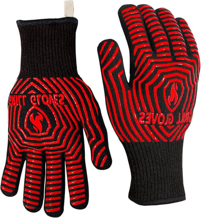 Hittebestendige Handschoenen - Grill Ovenwanten - Barbecue Koken - Extreem Hittebestendig - 27.9 x 12.4 cm - Rood