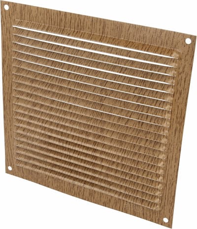 AMIG Ventilatierooster/muurrooster - 170 x 170mm - aluminium - beukenhout look - schoepenrooster