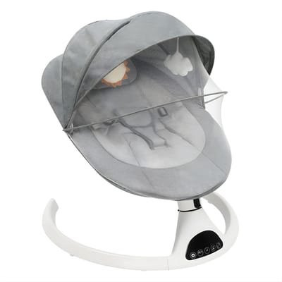 Elektrische Baby Schommelstoel – Met Afstandsbediening en Muskietennet – Baby Cradle Swing – Voor 0-12 Maanden – Grijs