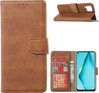 Bookcase Geschikt voor: Huawei P40 Lite - Lichtbruin - portemonnee hoesje