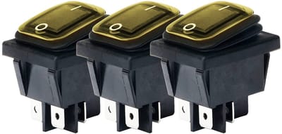 Orbit Electronic Wipschakelaar ON-OFF - 4-pins - 30x22mm - 16A 250V - Spat Waterdicht - KCD4-201-16 - Geel - 3 stuks