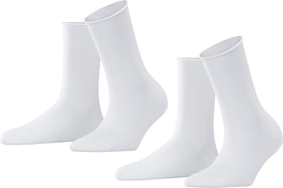 FALKE Happy 2-Pack eenkleurig katoen multipack sokken dames wit - maat 39-42