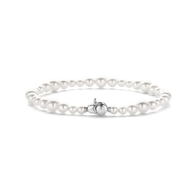 TI SENTO Dames Armband - 925 zilver - Wit parel - Maat M - 23074PW